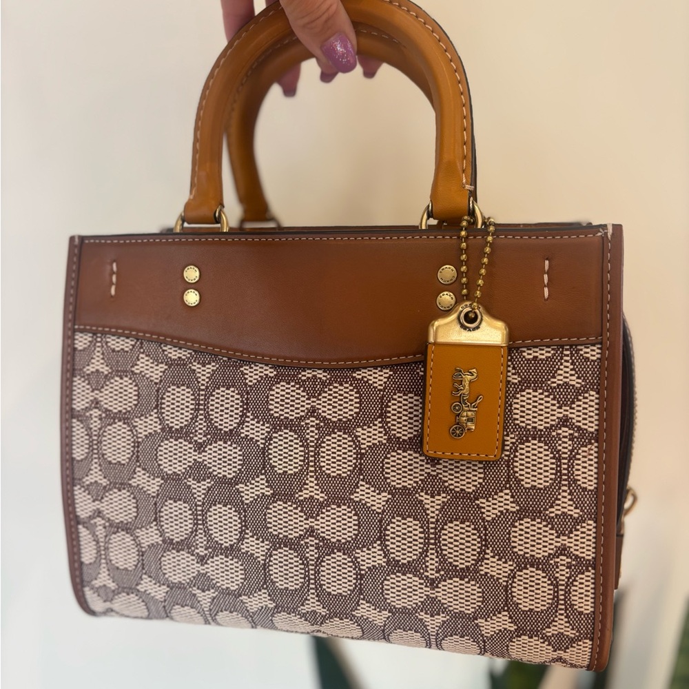 Coach Brown and Tan Signature Handbag